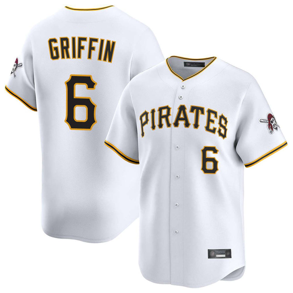 P.Pirates #6 Konnor Griffin Player White Home Limited Stitched Jerseys