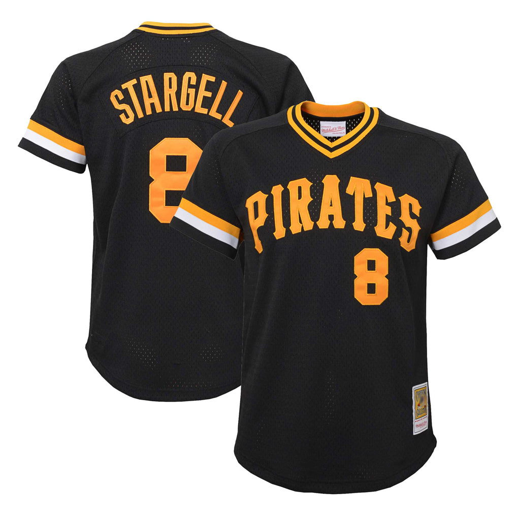 tocy P.Pirates #8 Willie Stargell Player Black Mitchell & Ness Black Cooperstown Collection Mesh Batting Limited Stitched Jerseys