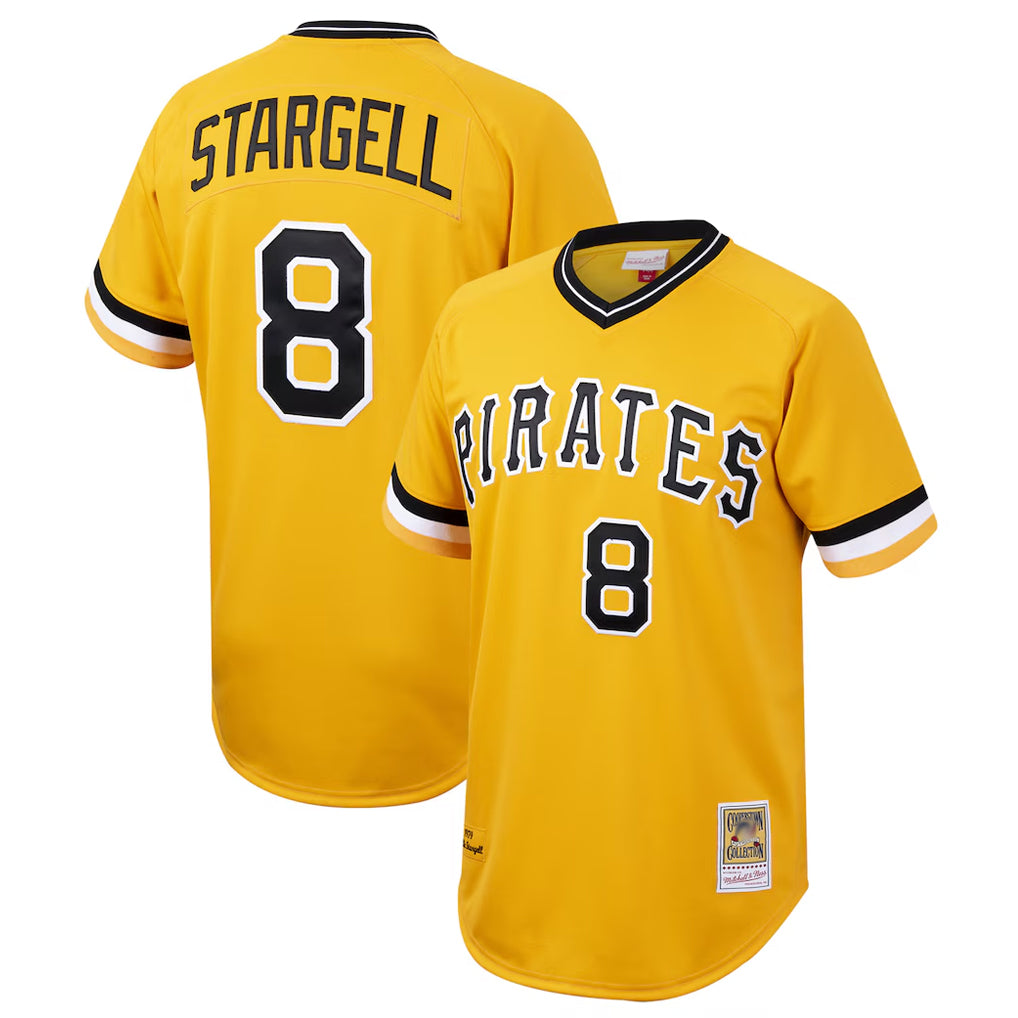 tocy P.Pirates #8 Willie Stargell Player Gold Mitchell & Ness Cooperstown Collection 1979 Limited Stitched Jerseys