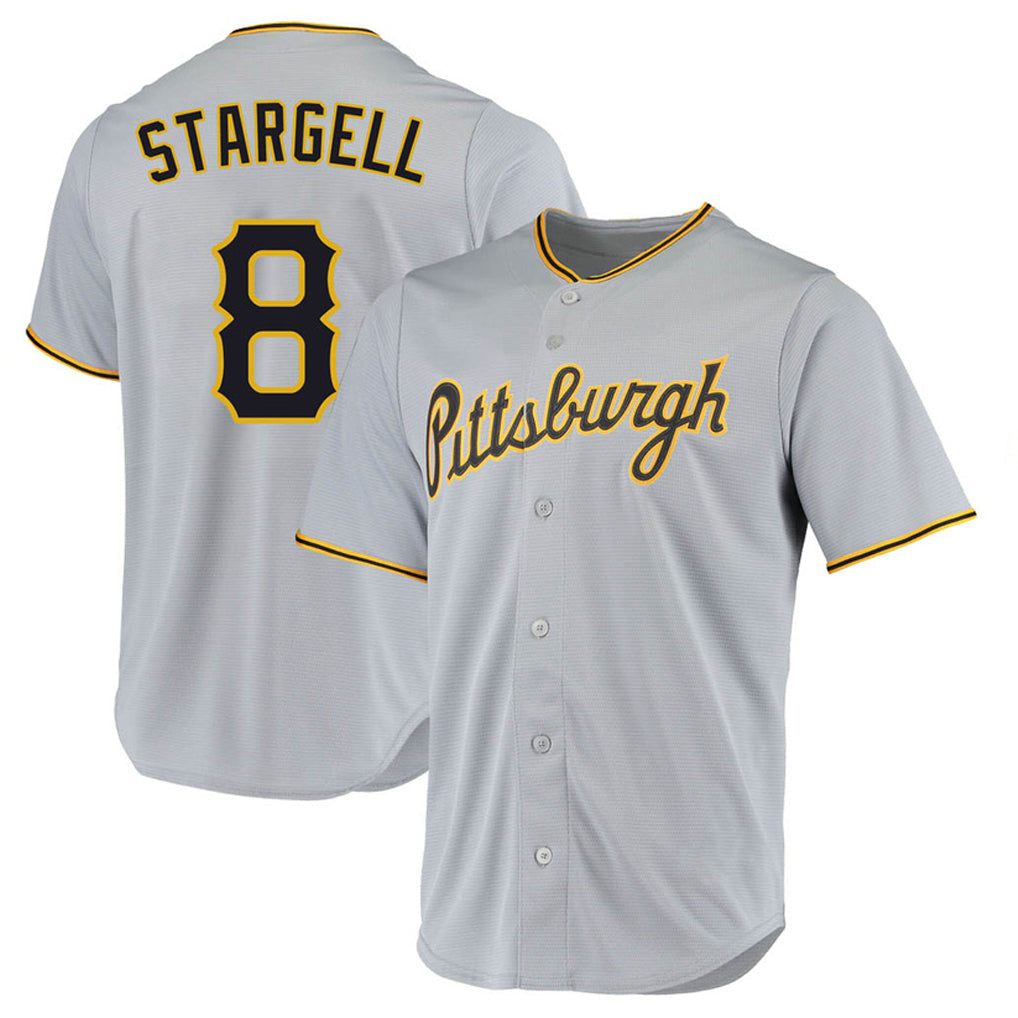 tocy P.Pirates #8 Willie Stargell Player Gray Road Home Game Stitched Jerseys