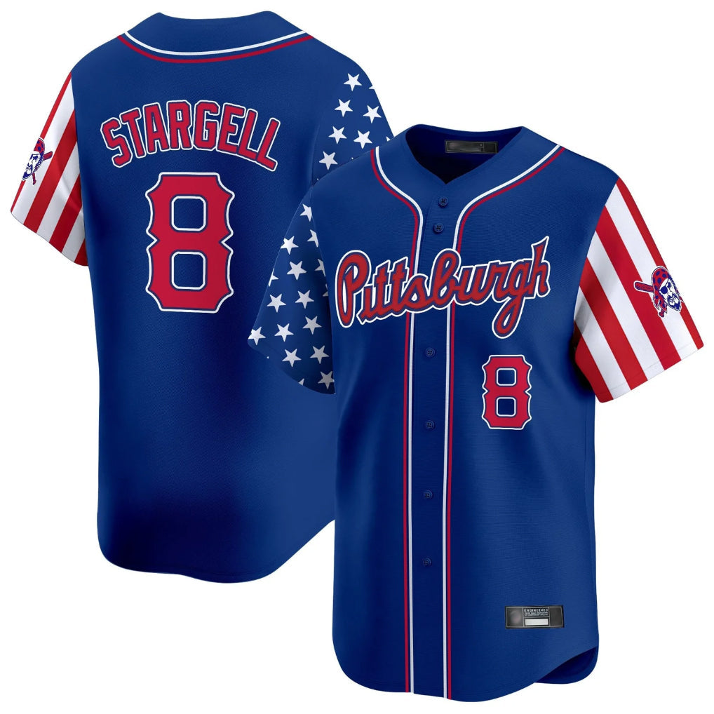 tocy P.Pirates #8 Willie Stargell Player Royal 2025 Independence Day Vapor Premier Limited Stitched Jerseys