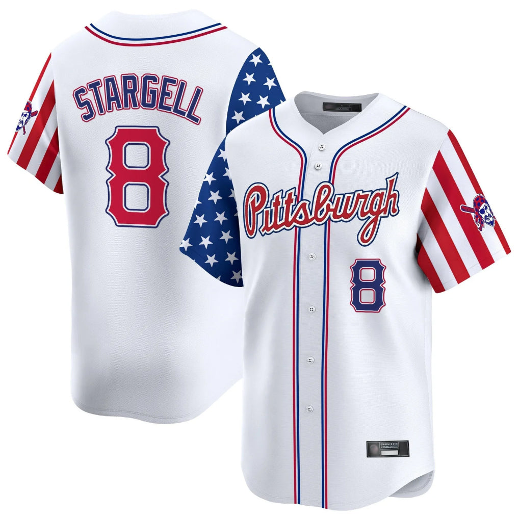 tocy P.Pirates #8 Willie Stargell Player White 2025 Independence Day Vapor Premier Limited Stitched Jerseys