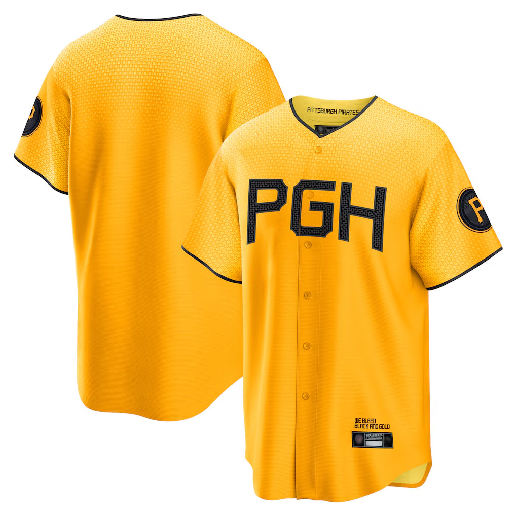 tocy P.Pirates Blank Player Gold City Connect Home Game Stitched Jerseys