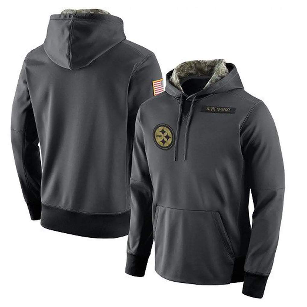 Tocy P.Steelers Gray Pullover Hoodies Limited Blank Player Stitched Jerseys