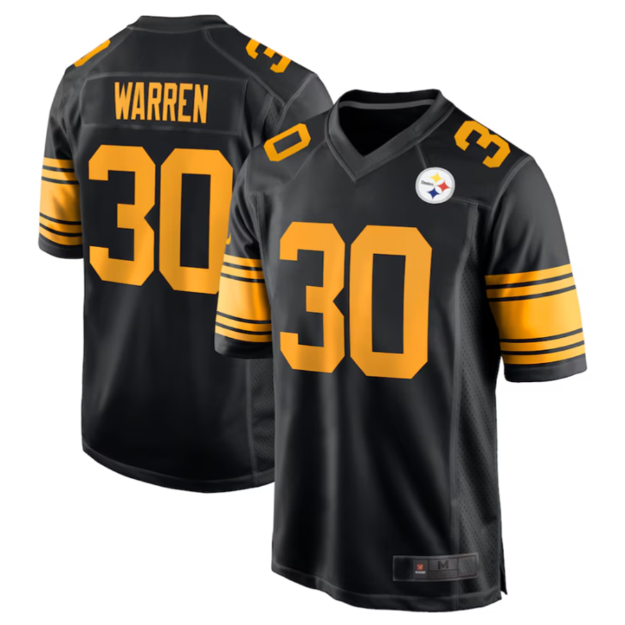 tocy P.Steelers #30 Jaylen Warren Black Alternate Game American Stitched Jersey