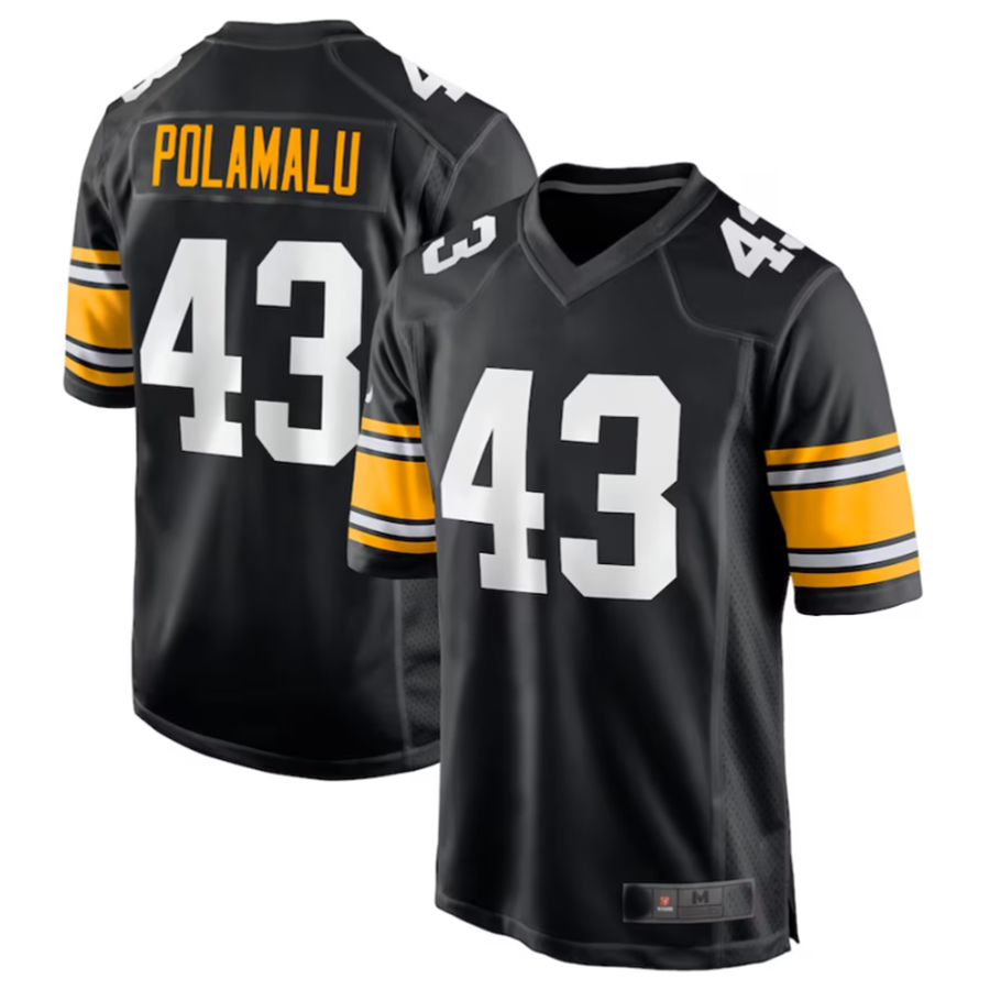 tocy P.Steelers #43 Troy Polamalu Black Retired Player Jersey American Stitched Jersey