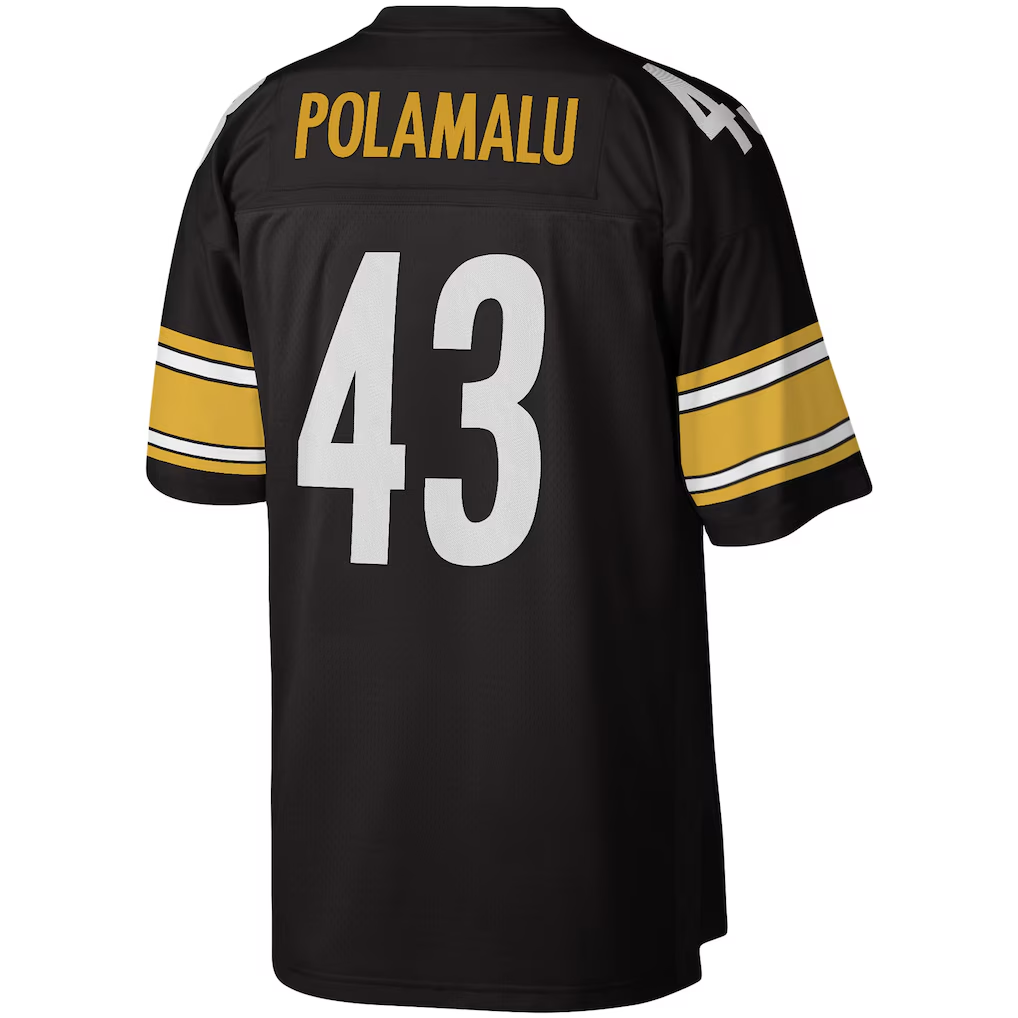 tocy P.Steelers #43 Troy Polamalu Mitchell & Ness Black Legacy Replica Stitched Jerseys