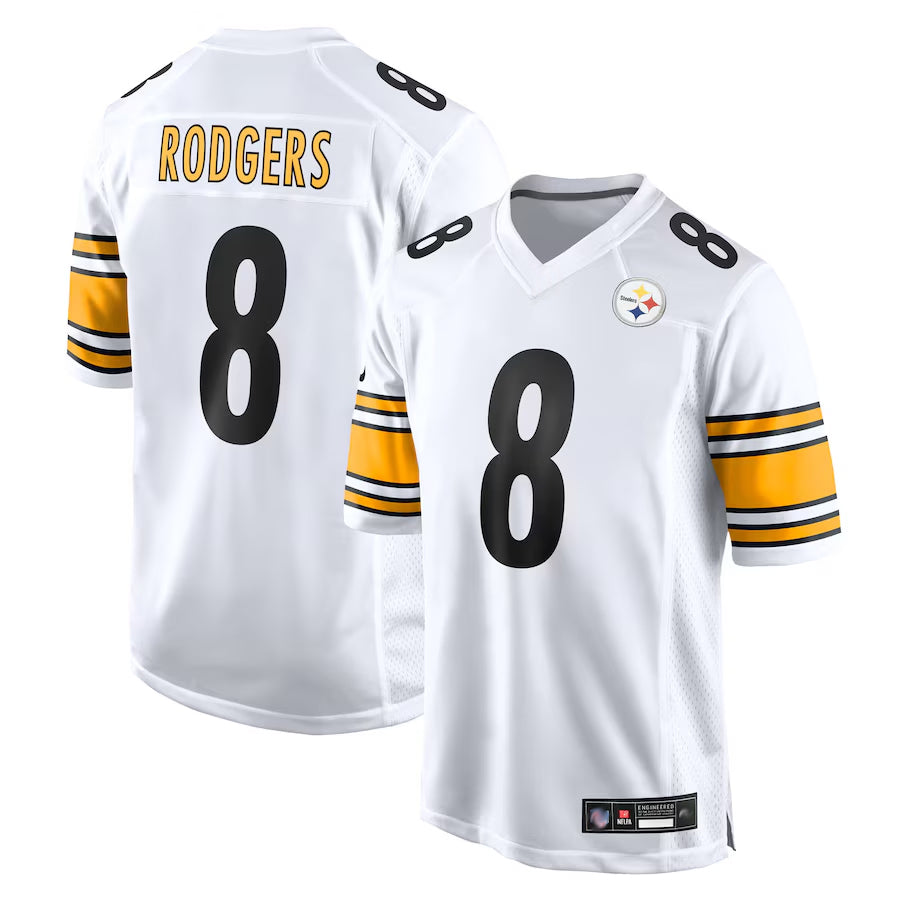 tocy P.Steelers #8 Aaron Rodgers Player White Replica Game Stitched Jerseys