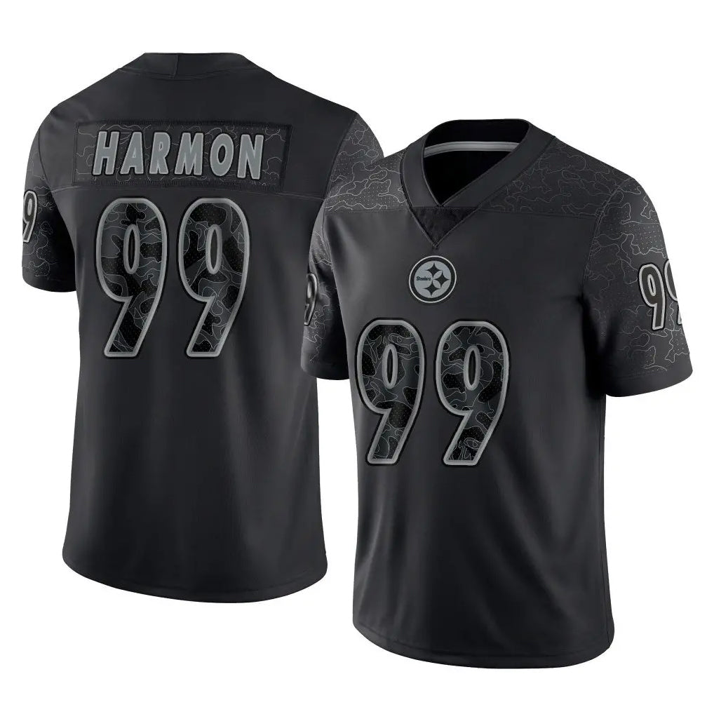 Tocy P.Steelers #99 Derrick Harmon Player Black Reflective Limited Home Game Stitched Jerseys