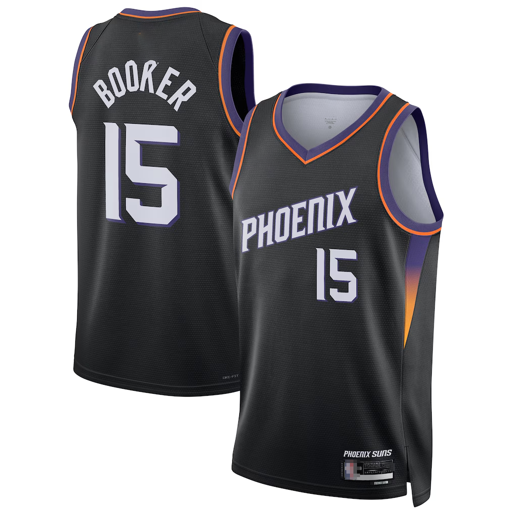 tocy P.Suns #15 Devin Booker Black Swingman Jerseys - Statement Edition