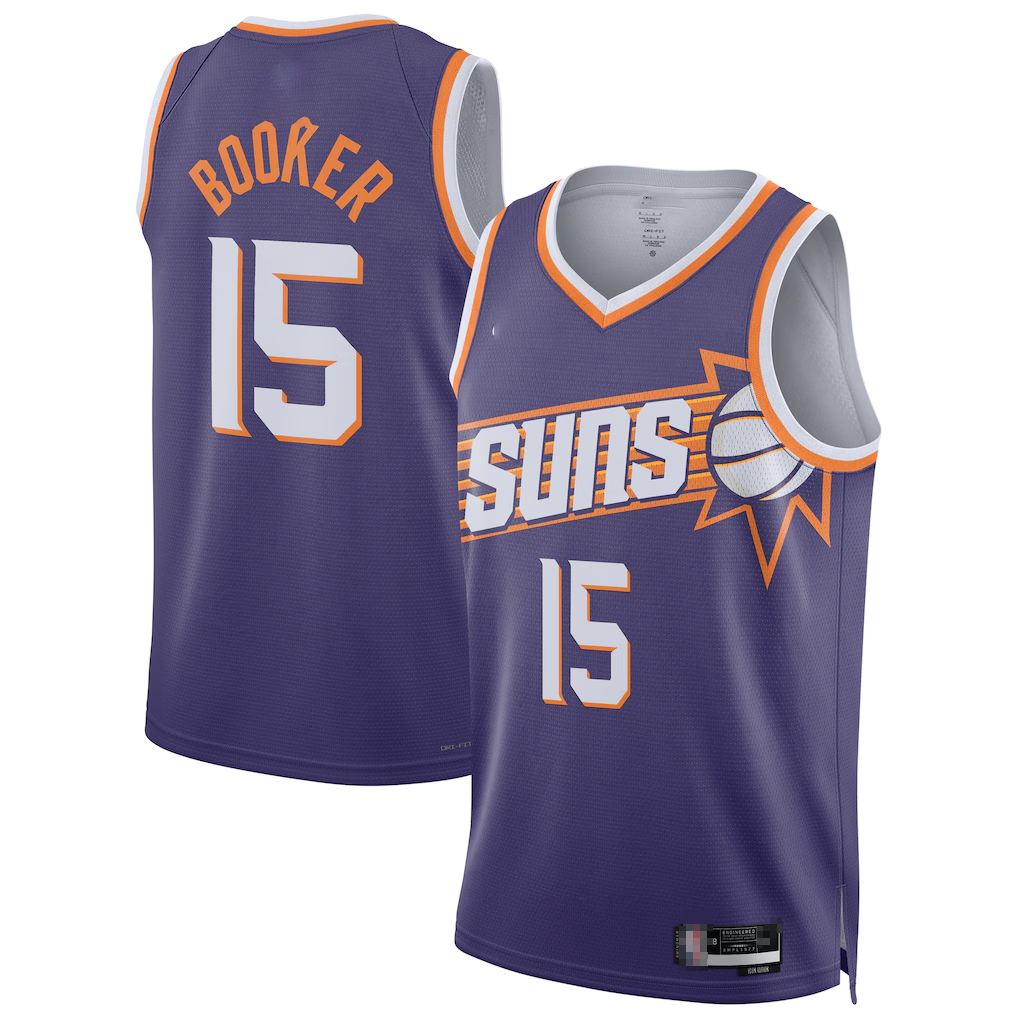 tocy P.Suns #15 Devin Booker Purple Swingman Player Jerseys - Icon Edition