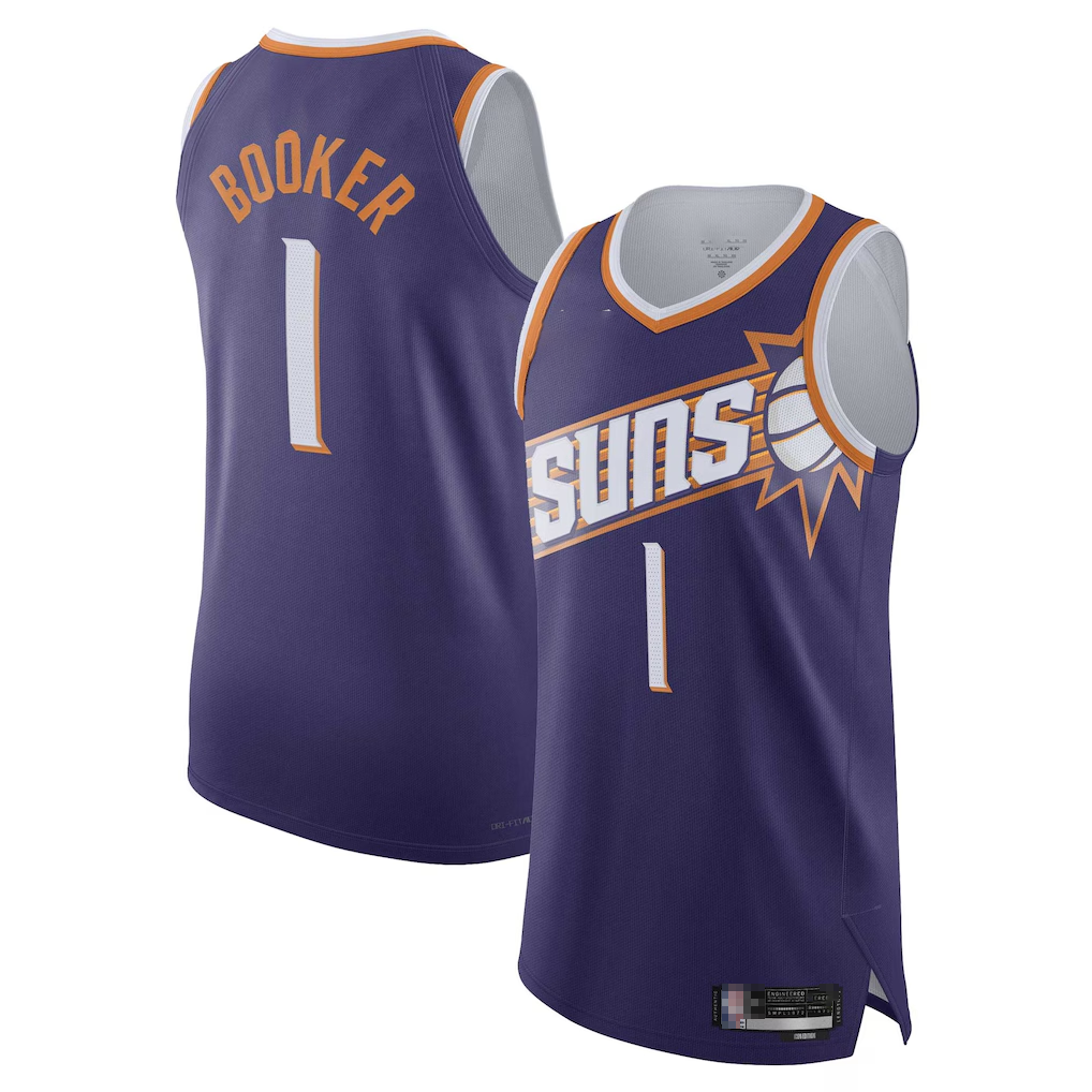 tocy P.Suns #1 Devin Booker Purple Authentic Jerseys - Icon Edition