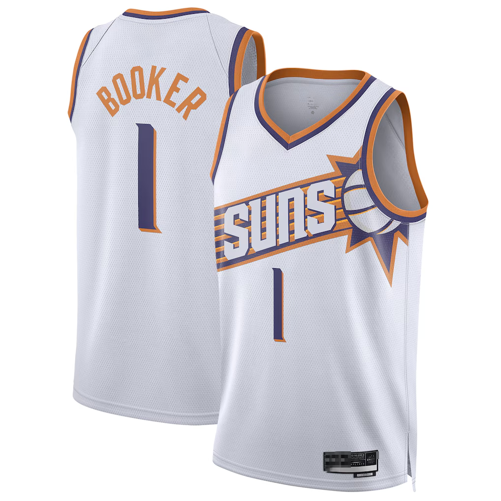 tocy P.Suns #1 Devin Booker White Swingman Jerseys - Association Edition