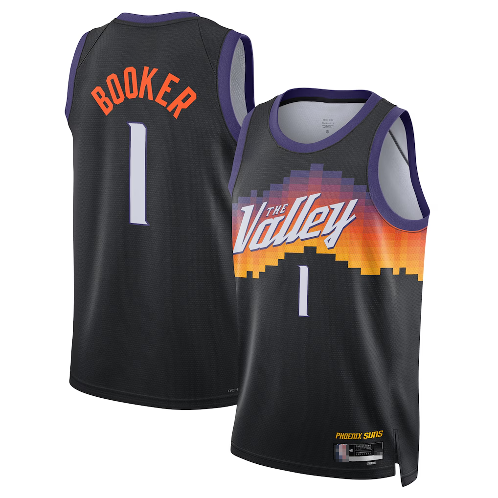 tocy P.Sunss #1 Devin Booker Black 2025-2026 Swingman Jerseys - City Edition