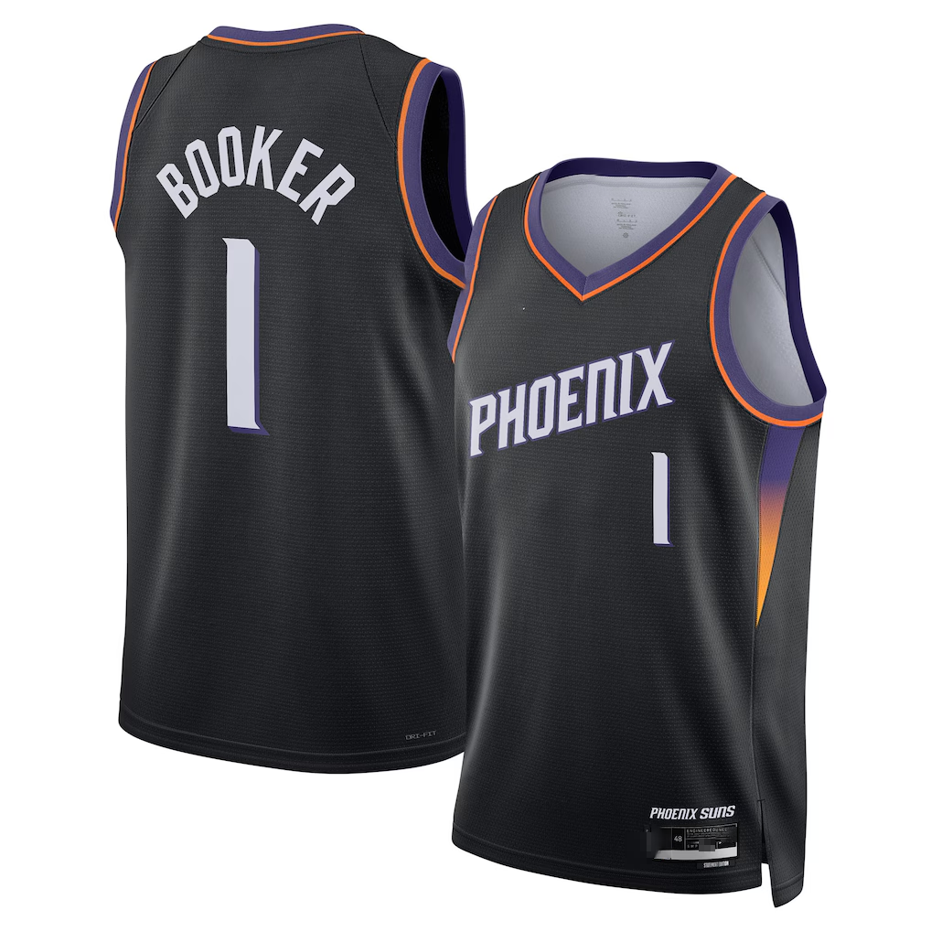 tocy P.Sunss #1 Devin Booker Black Swingman Jerseys - Statement Edition