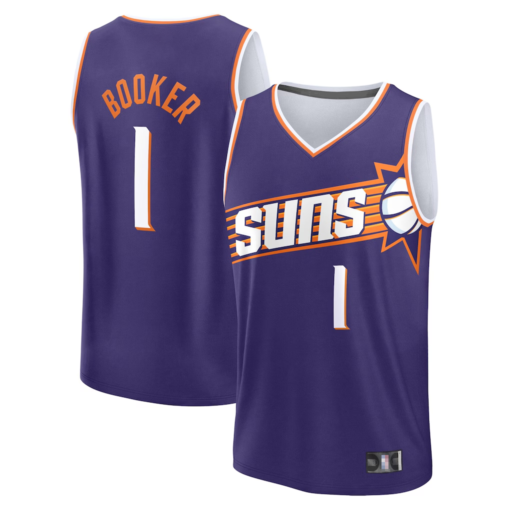 tocy P.Sunss #1 Devin Booker Fanatics Purple Big & Tall Fast Break Jerseys - Icon Edition