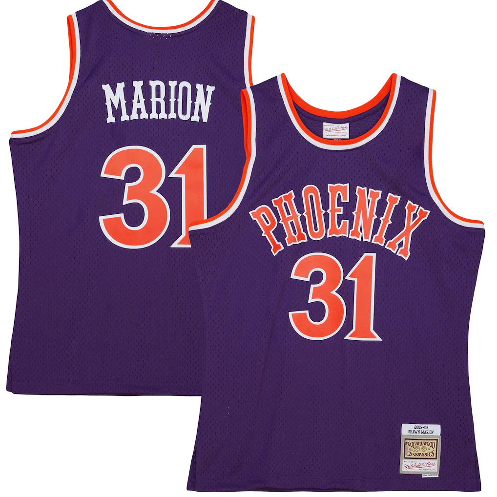 tocy P.Sunss #31 Shawn Marion Mitchell & Ness Purple 2005-2006 Hardwood Classics Swingman Jerseys