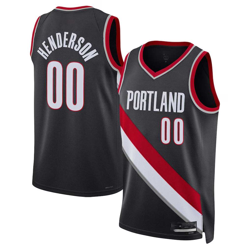 tocy PT.Blazers #00 Scoot Henderson Black 2023 NBA Draft Swingman Jerseys - Icon Edition