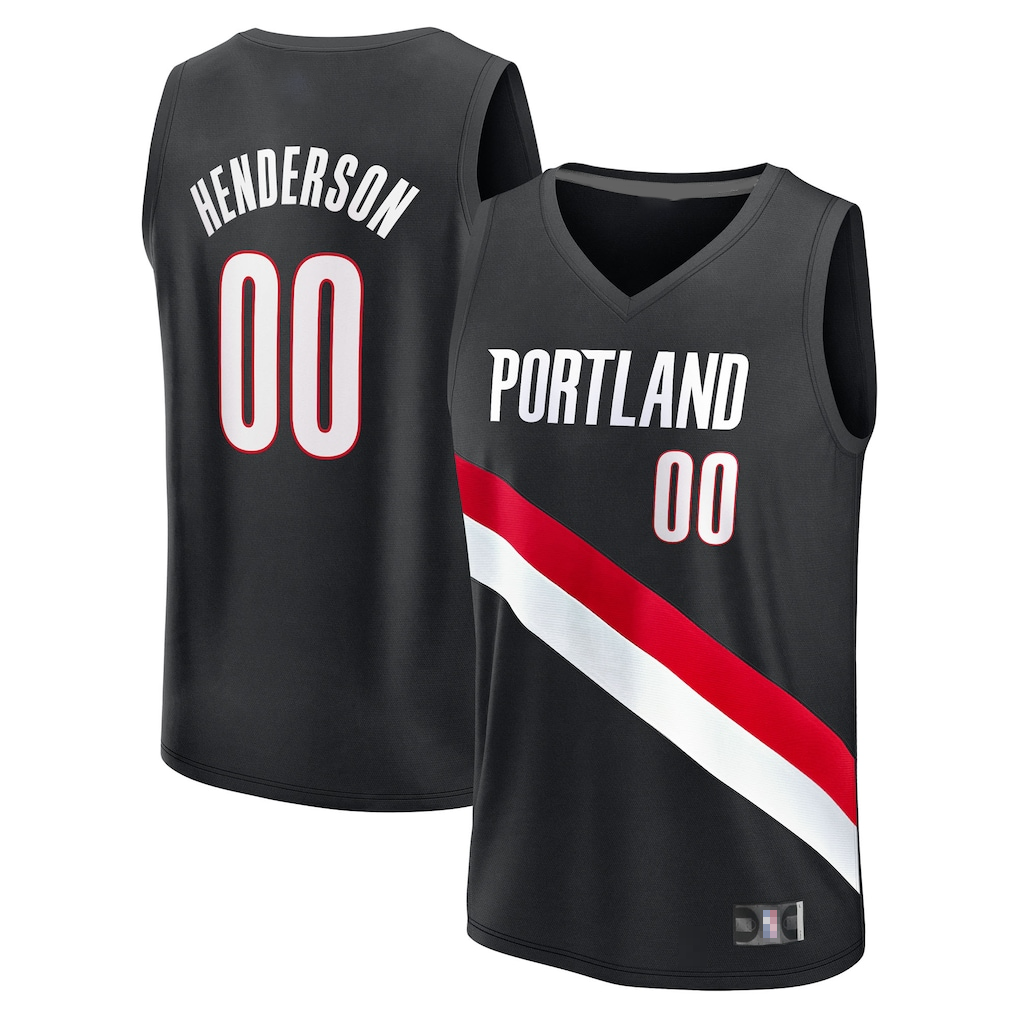 tocy PT.Blazers #00 Scoot Henderson Fanatics Black Fast Break Replica Jerseys - Icon Edition