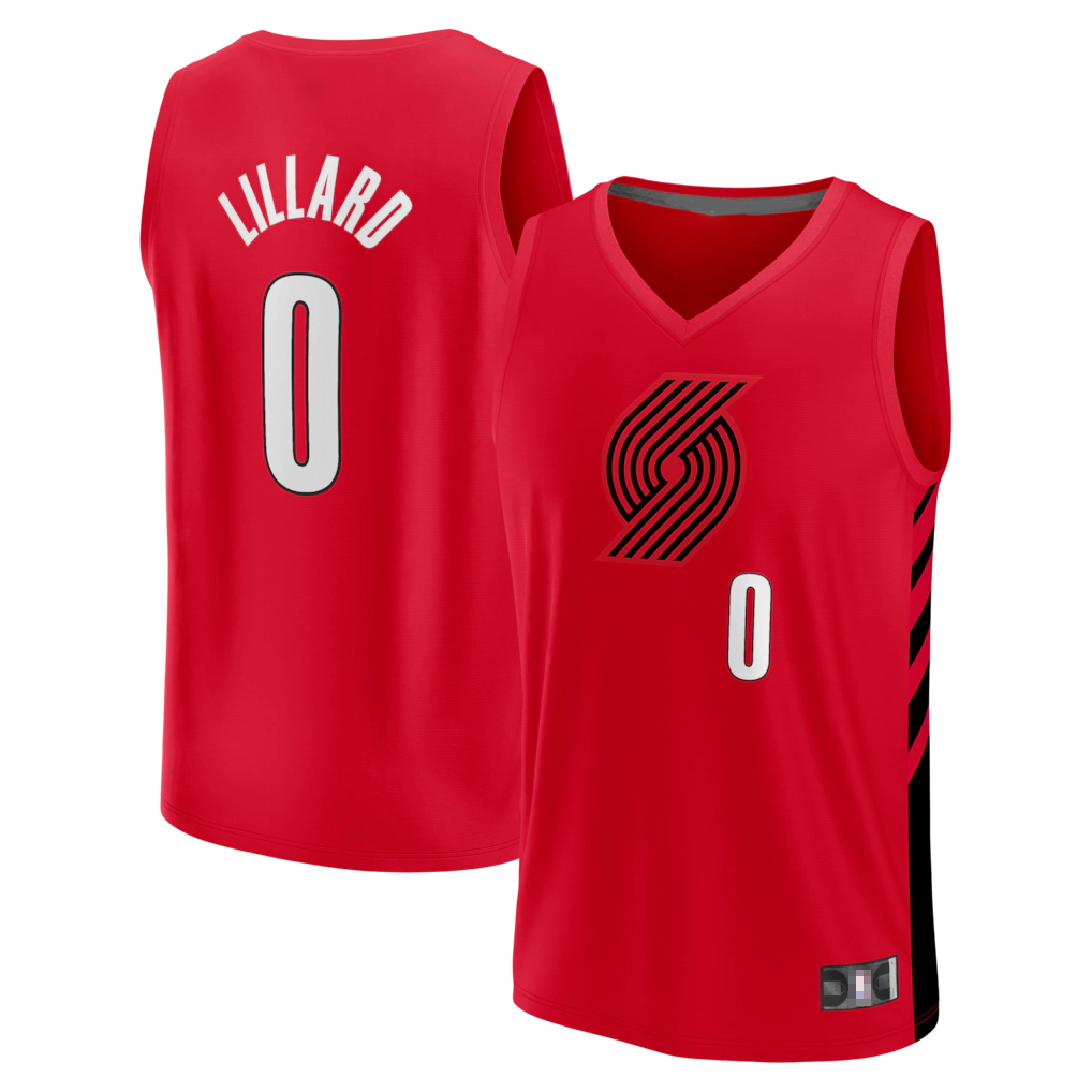 tocy PT.Blazers #0 Damian Lillard Fanatics Red Fast Break Replica Jerseys - Statement Edition