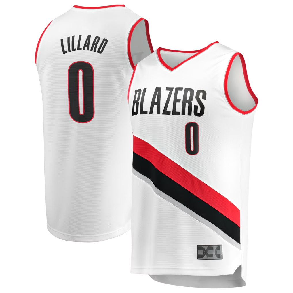 tocy PT.Blazers #0 Damian Lillard Fanatics White Fast Break Replica Jerseys - Association Edition