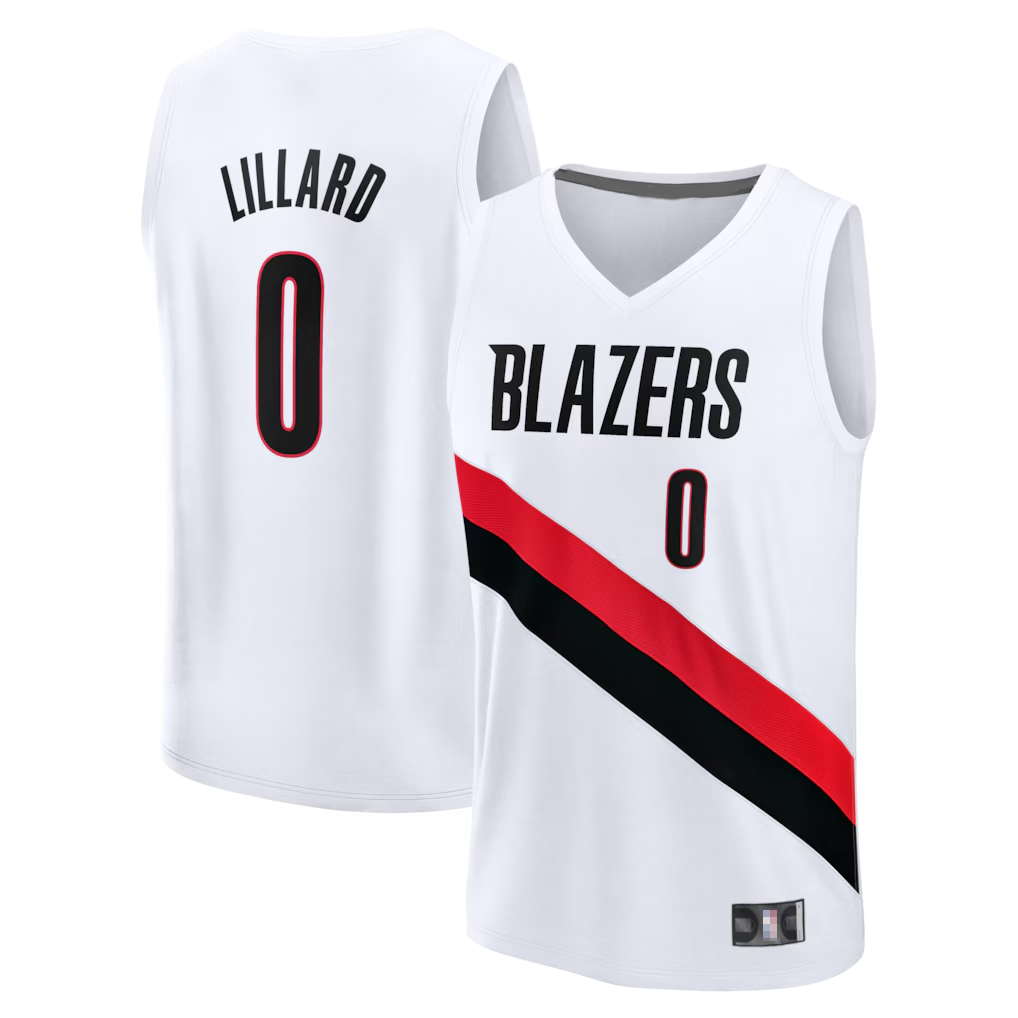 tocy PT.Blazers #0 Damian Lillard Fanatics White Fast Break Replica Player Jerseys - Association Edition