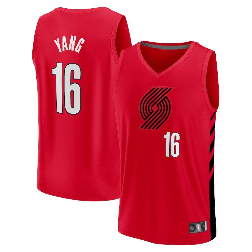 tocy PT.Blazers #16 Yang Hansen Fanatics Red Fast Break Replica Jerseys - Statement Edition