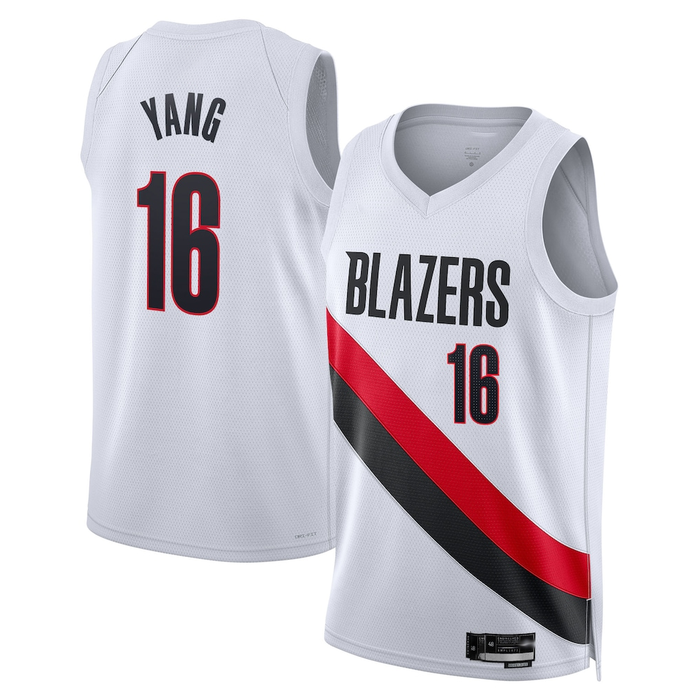 tocy PT.Blazers #16 Yang Hansen White Swingman Jerseys - Association Edition