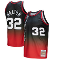 tocy PT.Blazers #32 Bill Walton Mitchell & Ness RedBlack 1976--1977 Hardwood Classics Fadeaway Swingman Player Jerseys
