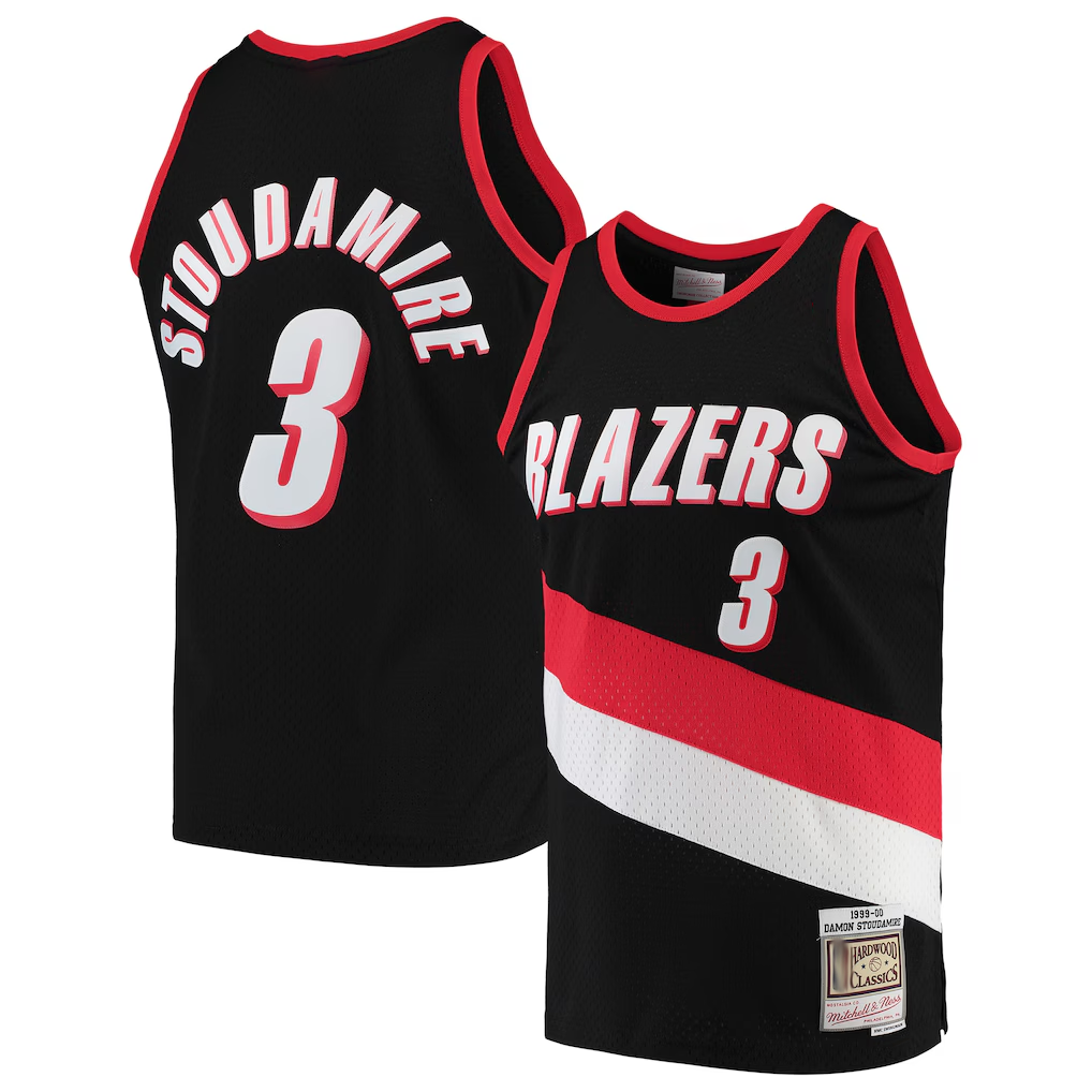tocy PT.Blazers #3 Damon Stoudamire Mitchell & Ness Black 1999-2000 Hardwood Classics Swingman Jerseys