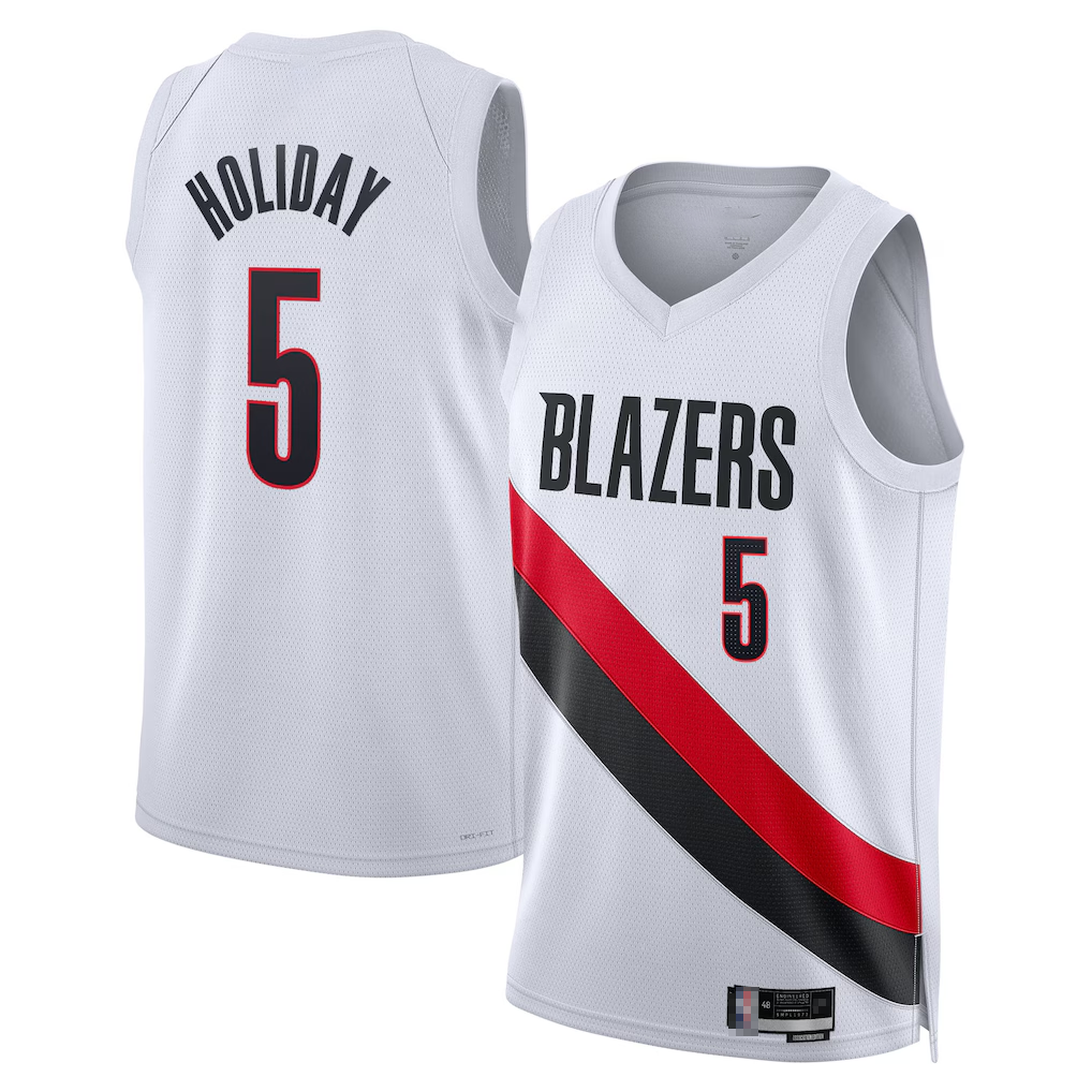 tocy PT.Blazers #5 Jrue Holiday White Swingman Jerseys - Association Edition