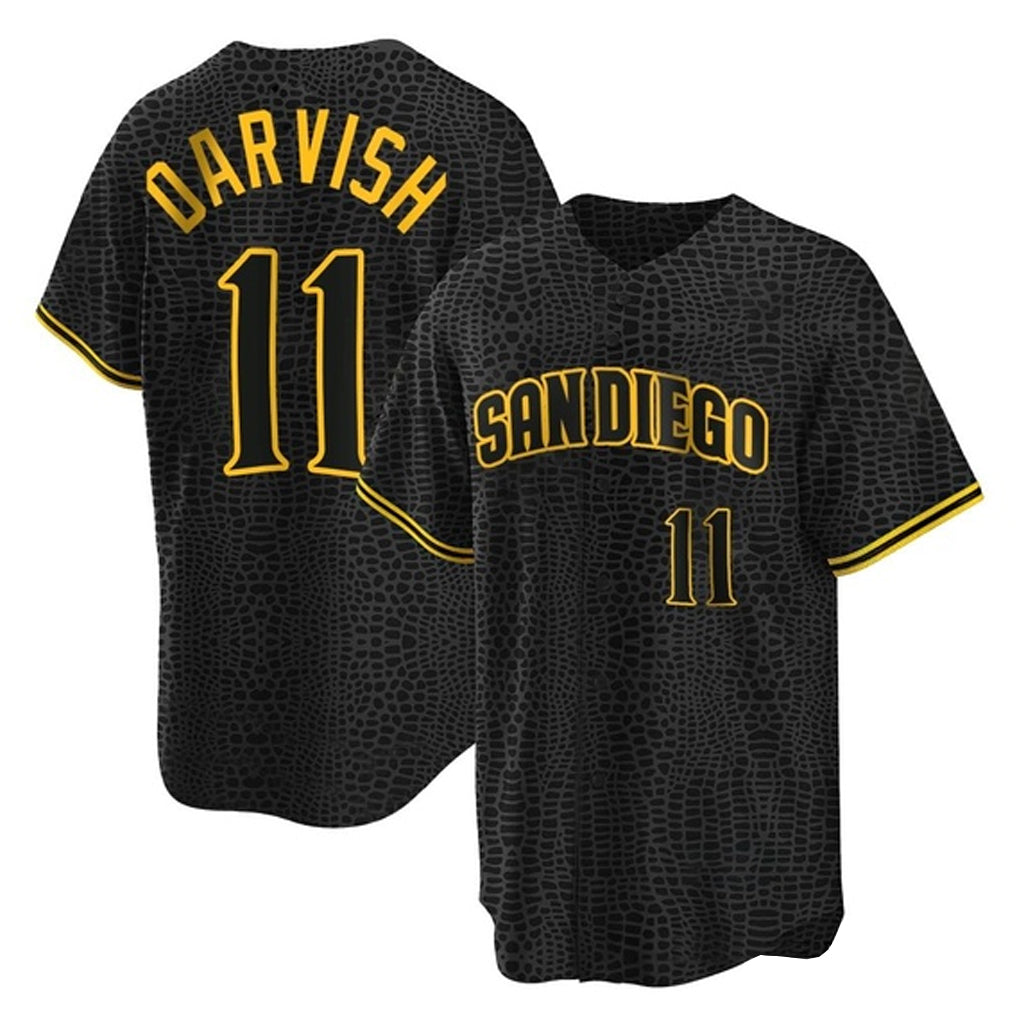 tocy S.Diego Padres #11 Yu Darvish Player Black Snake Skin City Home Game Stitched Jerseys