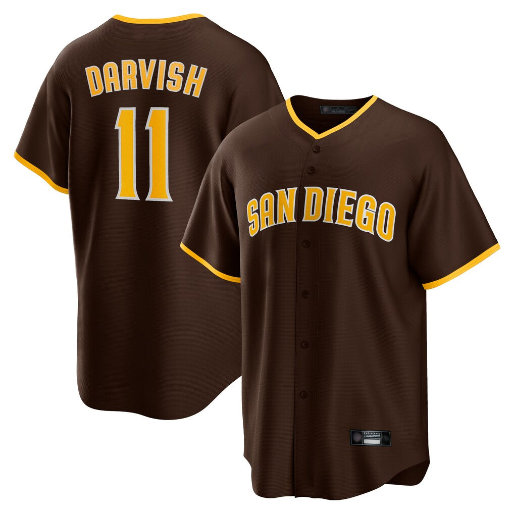 tocy S.Diego Padres #11 Yu Darvish Player Brown Alternate Replica Game Stitched Jerseys