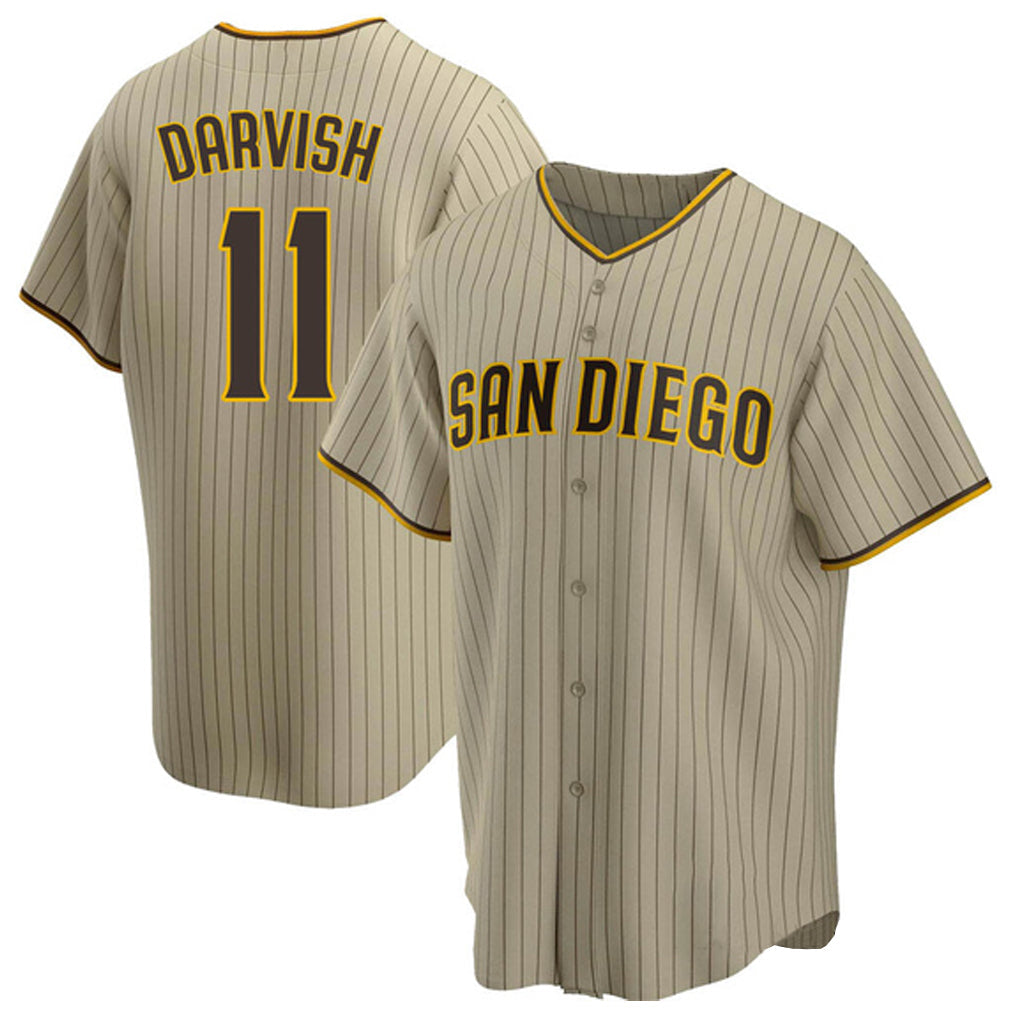 tocy S.Diego Padres #11 Yu Darvish Player Khaki Home Game Stitched Jerseys
