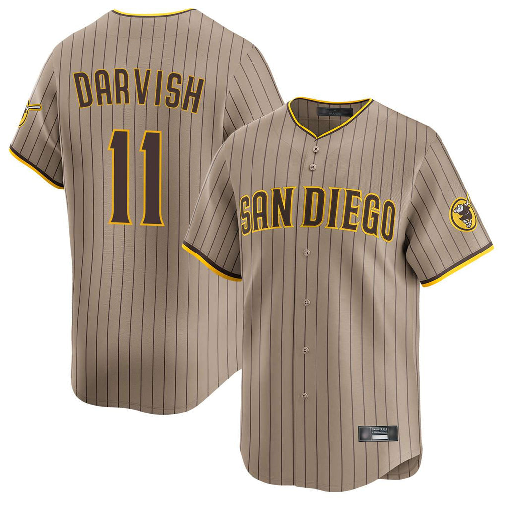 tocy S.Diego Padres #11 Yu Darvish Player Khaki Home Limited Stitched Jerseys