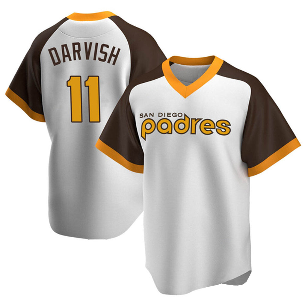 tocy S.Diego Padres #11 Yu Darvish Player White Home Cooperstown Collection Replica Game Stitched Jerseys