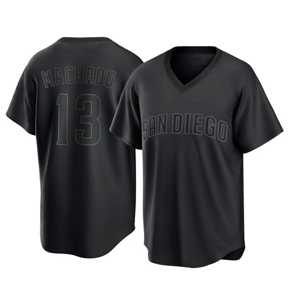 tocy S.Diego Padres #13 Manny Machado Player Black Pitch Fashion Game T-shirt Stitched Jerseys