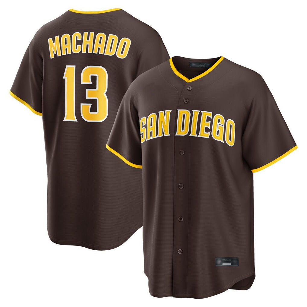 tocy S.Diego Padres #13 Manny Machado Player Brown Alternate Replica Game Stitched Jerseys
