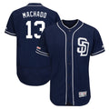 tocy S.Diego Padres #13 Manny Machado Player Navy Majestic Patch Flex Base Game Stitched Jerseys