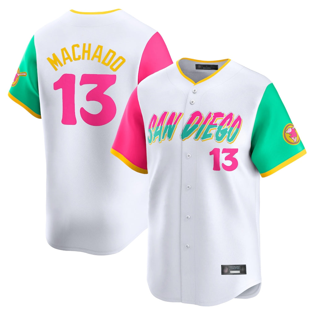tocy S.Diego Padres #13 Manny Machado Player White City Connect Home Limited Stitched Jerseys
