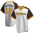 tocy S.Diego Padres #13 Manny Machado Player White Home Cooperstown Collection Replica Game Stitched Jerseys