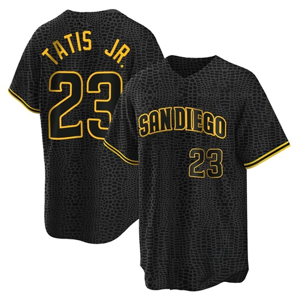 tocy S.Diego Padres #23 Fernando Tatis Jr Player Black Snake Skin City Home Game Stitched Jerseys