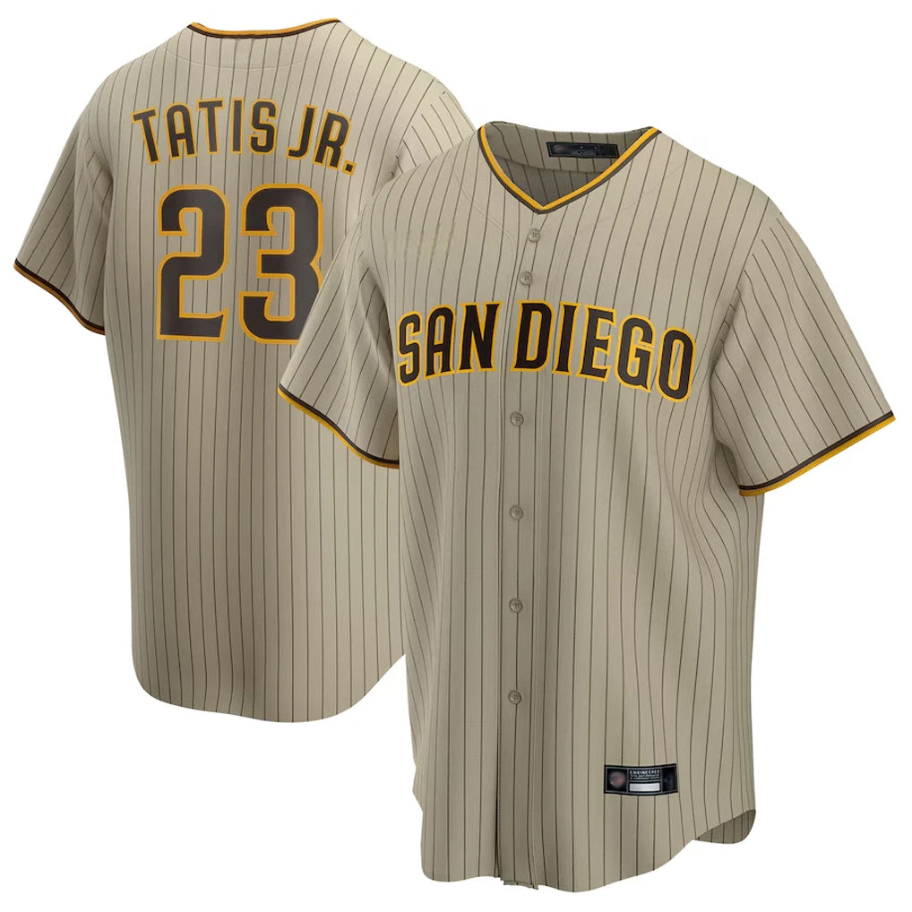tocy S.Diego Padres #23 Fernando Tatis Jr Player Khaki Home Game Stitched Jerseys
