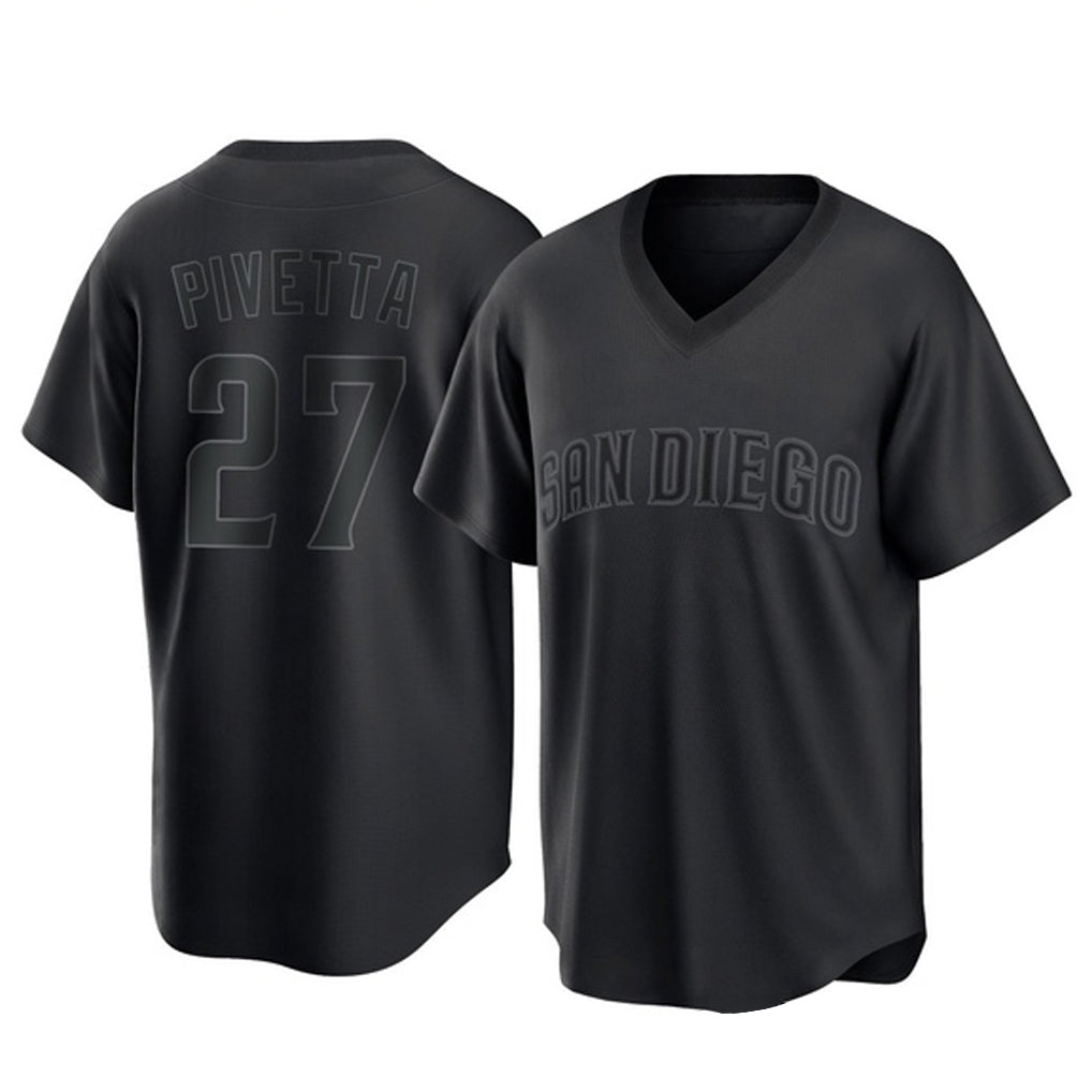 tocy S.Diego Padres #27 Nick Pivetta Player Black Pitch Fashion Game T-shirt Stitched Jerseys