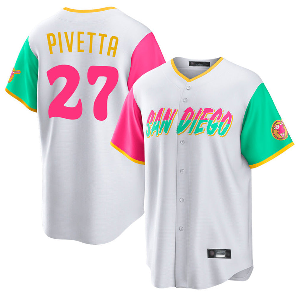 tocy S.Diego Padres #27 Nick Pivetta Player White City Connect Home Game Stitched Jerseys
