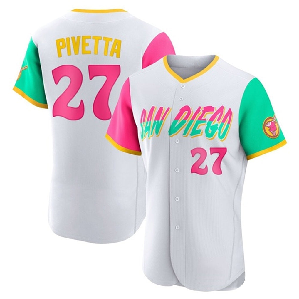 tocy S.Diego Padres #27 Nick Pivetta Player White City Connect Home Limited Elite Stitched Jerseys