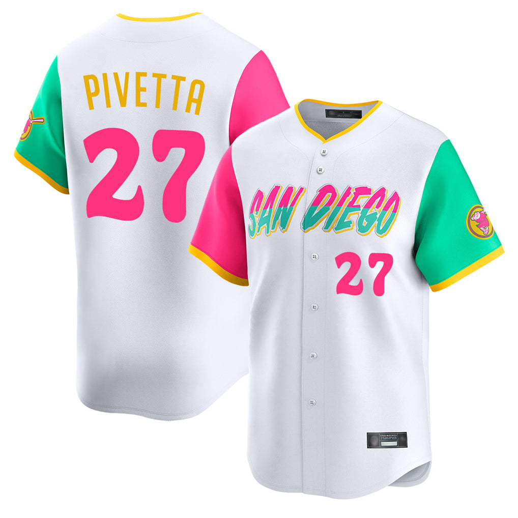 tocy S.Diego Padres #27 Nick Pivetta Player White City Connect Home Limited Stitched Jerseys