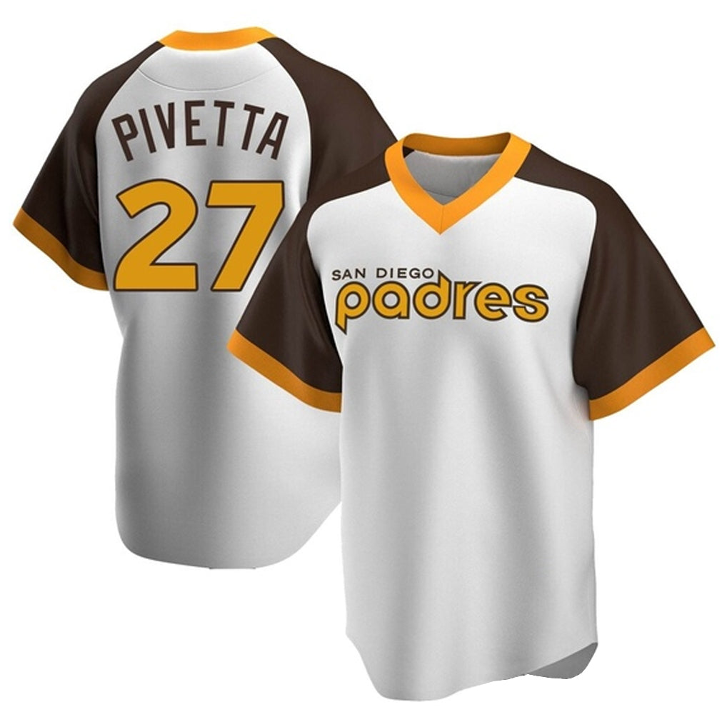tocy S.Diego Padres #27 Nick Pivetta Player White Home Cooperstown Collection Replica Game Stitched Jerseys