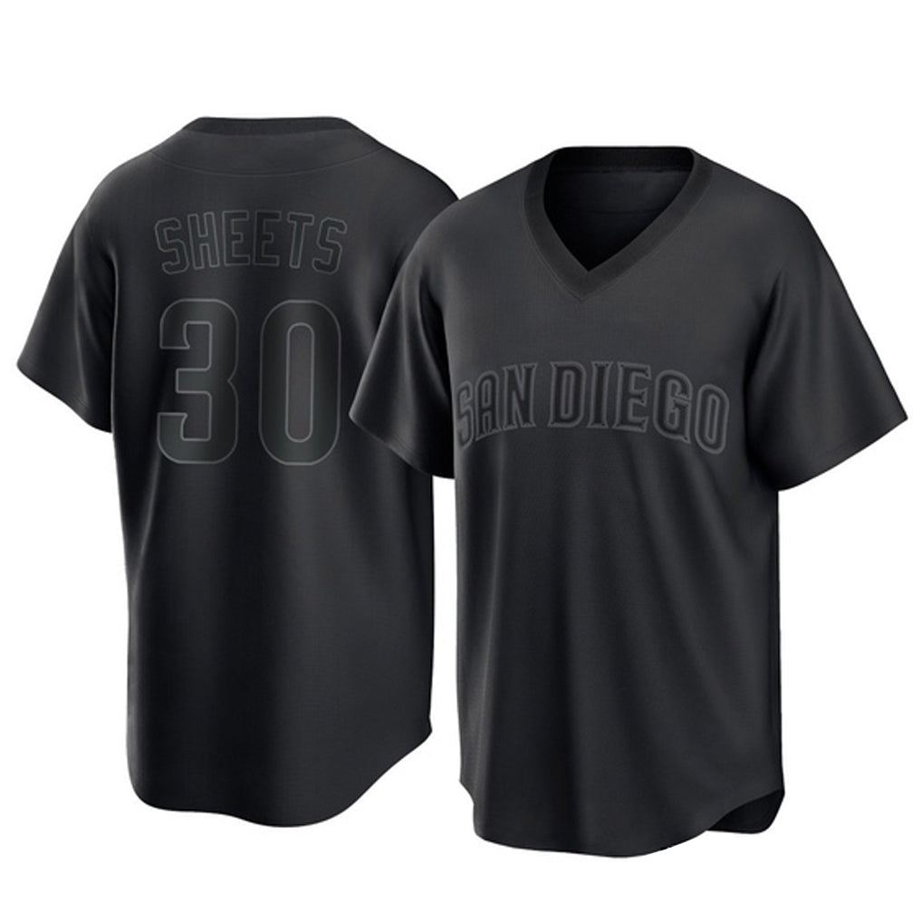 tocy S.Diego Padres #30 Gavin Sheets Player Black Pitch Fashion Game T-shirt Stitched Jerseys