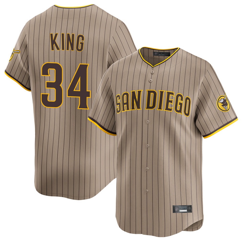 tocy S.Diego Padres #34 Michael King Player Khaki Home Limited Stitched Jerseys